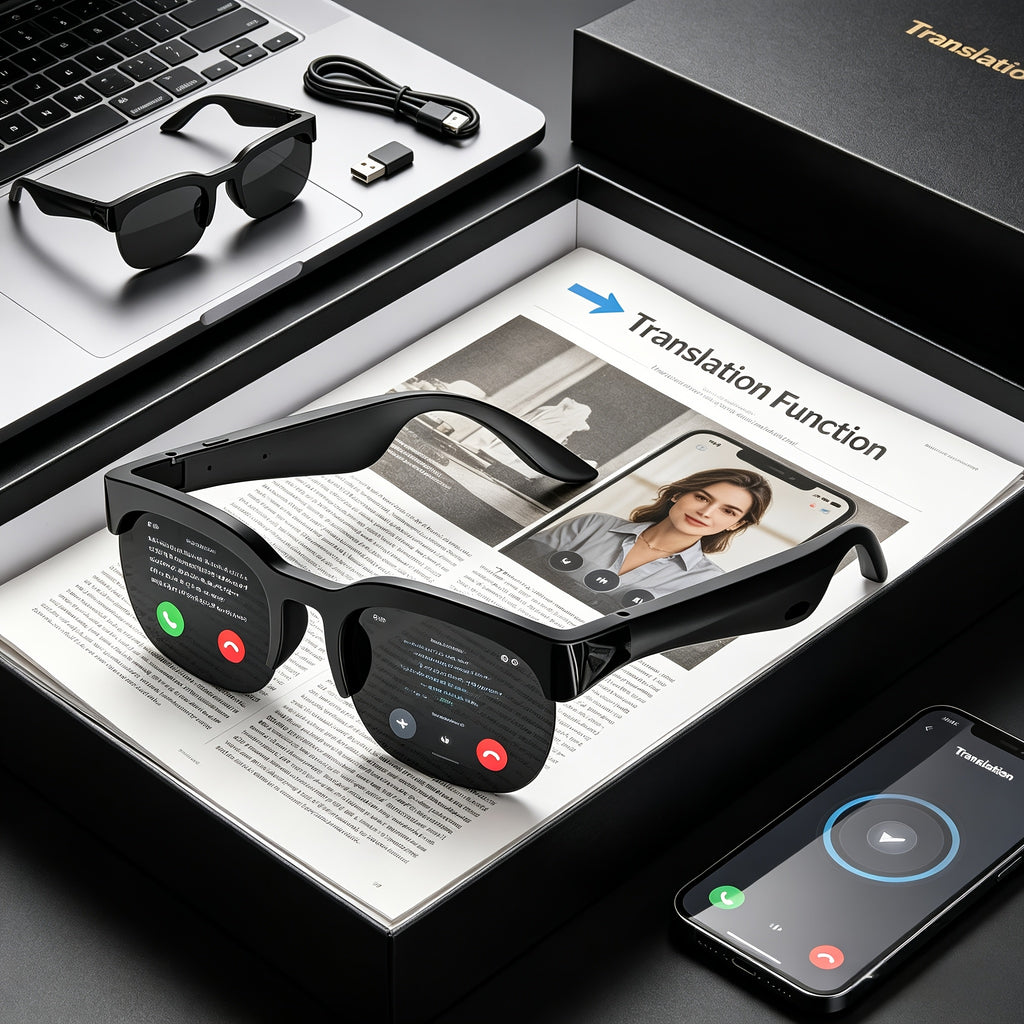 2026 New AI Smart Glasses, Multifunctional Cutting-Edge Technology for Meeting Real-Time Translation, Recognizes 160 Languages, Supports Real-Time Translation And Meeting Minutes Summarization, Suitable for Various Occasions