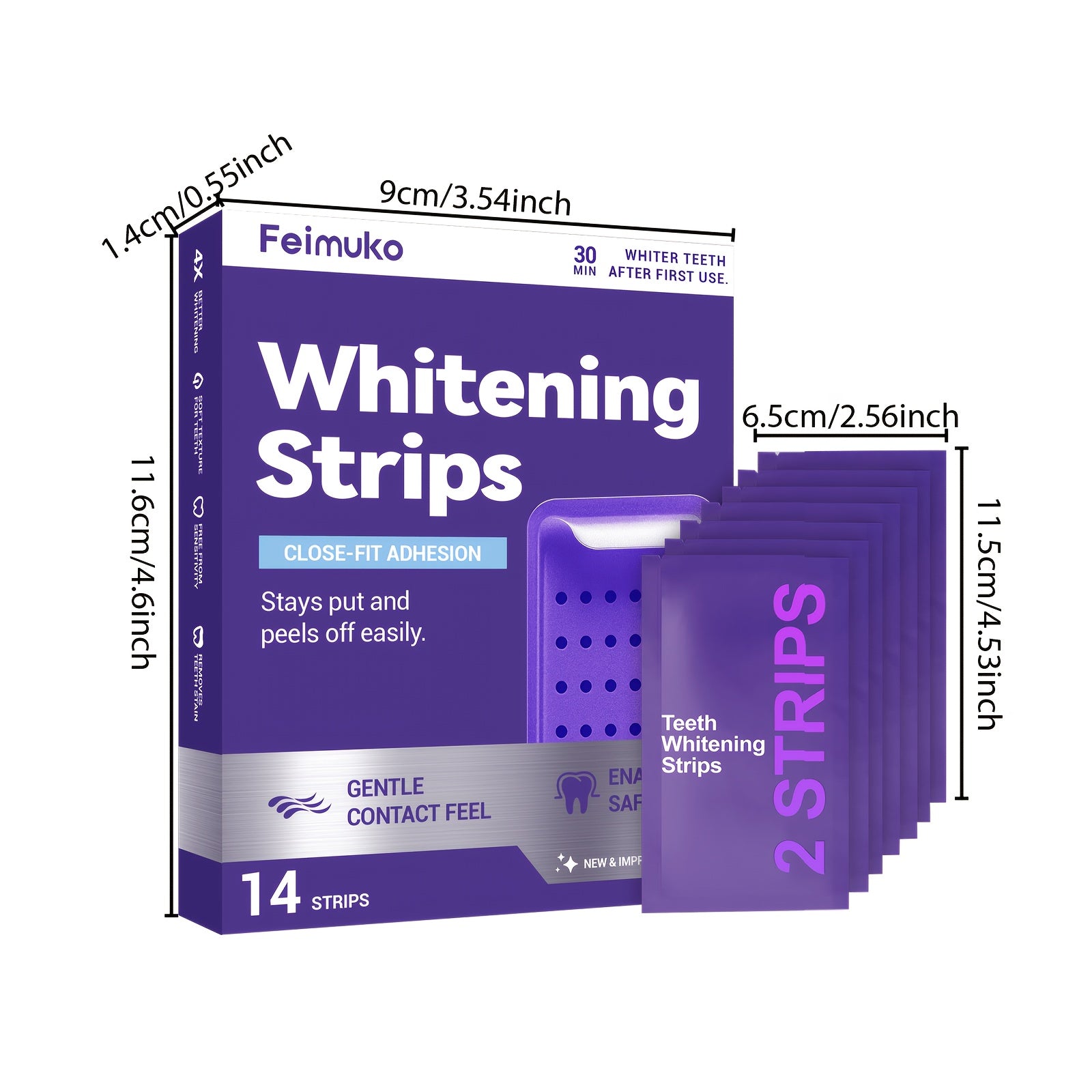 14pcs Purple Shine Care Teeth Strips, Daily Portable for Home Use, Oral Care, Easy to Apply, Refreshing, Convenient to Carry