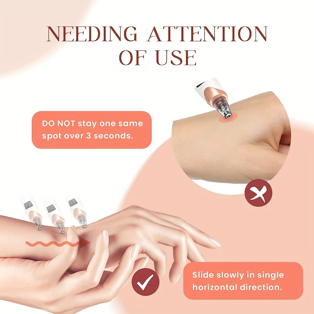 Rechargeable Blackhead Remover & Pore Cleanser Kit - USB Charging, Ergonomic Design with 4 Intensity Settings, Includes Multiple Nozzle Attachments, Ideal Skincare Gift for Enthusiasts