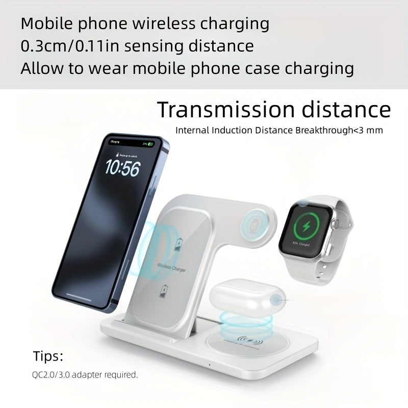1pc 3-in-1 Fast Wireless Charger Stand for iPhone, Apple Watch, and AirPods | Compatible with for iphone 17/16/15/14/13/12/11 Pro MINI MAX XS Plus, Apple Watch Series 8/7/6/SE/5/4/3/2, AirPods 3/2/Pro | USB Connector