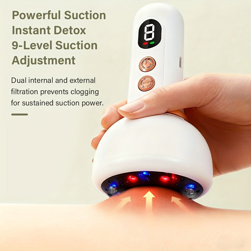 Rechargeable Massager with Smart Vacuum Cup & Scraping Nodes - Portable - Deep Tissue Massager for Neck/Shoulder/Back, 1200mAh Battery- for Home/Travel Use (for S)