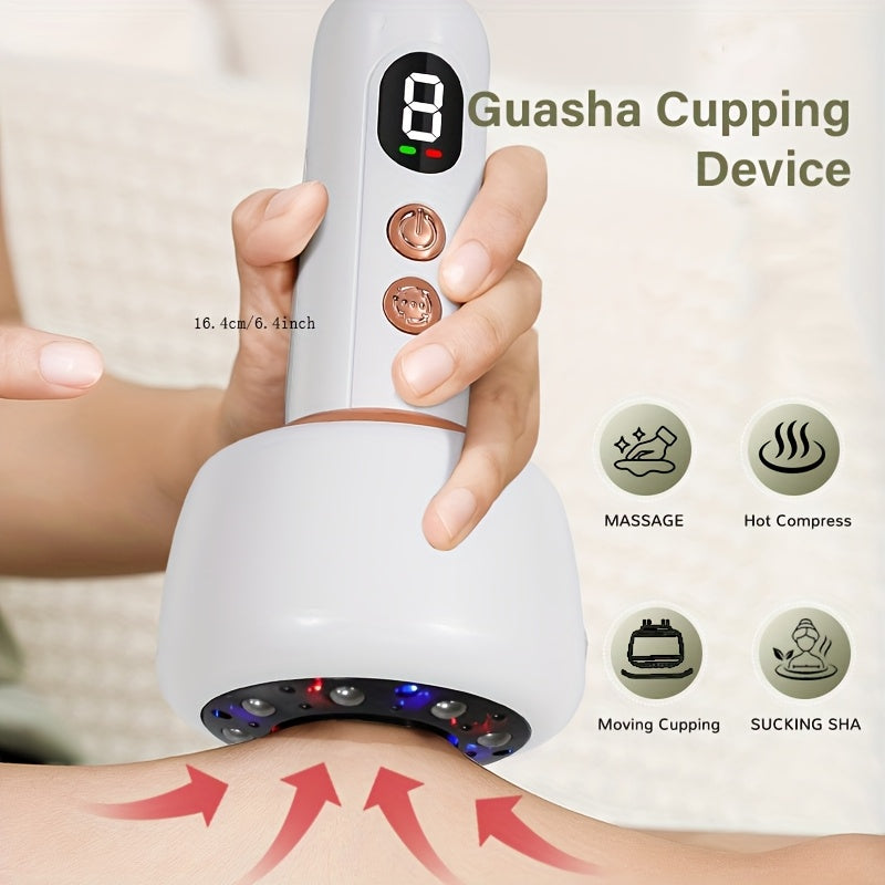 Rechargeable Massager with Smart Vacuum Cup & Scraping Nodes - Portable - Deep Tissue Massager for Neck/Shoulder/Back, 1200mAh Battery- for Home/Travel Use (for S)