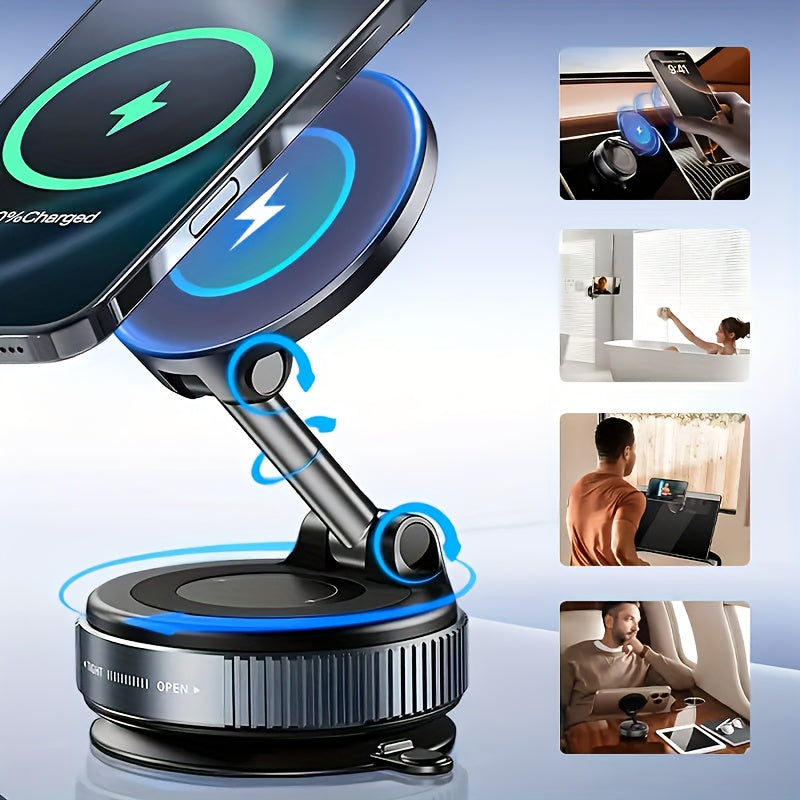 Wireless Charger Car Phone Holder Suitable for Magsafe 360 ° Adjustable Suction Cup Phone Holder Suitable for Various Scenarios, Compatible with iPhone 16/15/14/13/12 Series