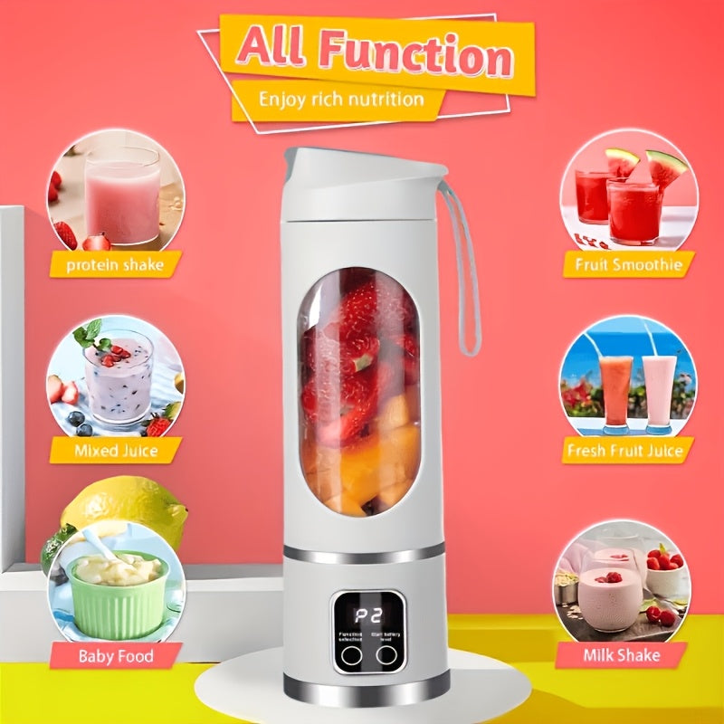 Cordless Portable Blender USB Rechargeable Personal Juicer Cup for Smoothies Shakes, 20oz/600ml Large Capacity, 1200mAh Battery, Digital Display, Easy Clean, for Travel Office Picnic, Summer Essential & Mother's Day Gife