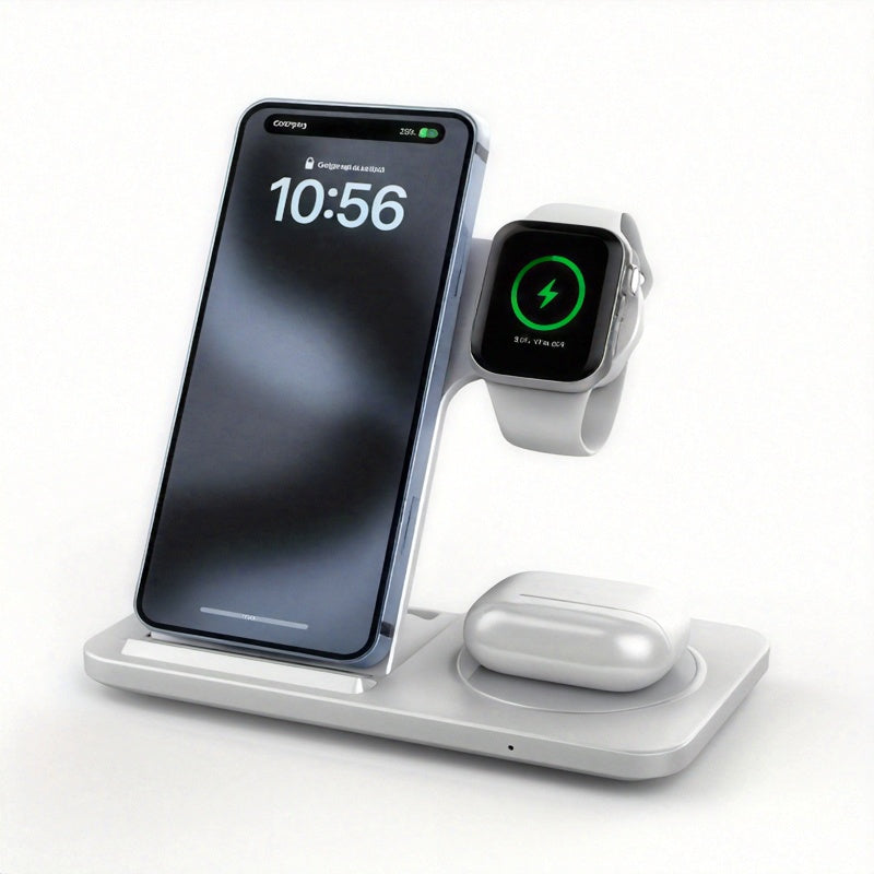 1pc 3-in-1 Fast Wireless Charger Stand for iPhone, Apple Watch, and AirPods | Compatible with for iphone 17/16/15/14/13/12/11 Pro MINI MAX XS Plus, Apple Watch Series 8/7/6/SE/5/4/3/2, AirPods 3/2/Pro | USB Connector