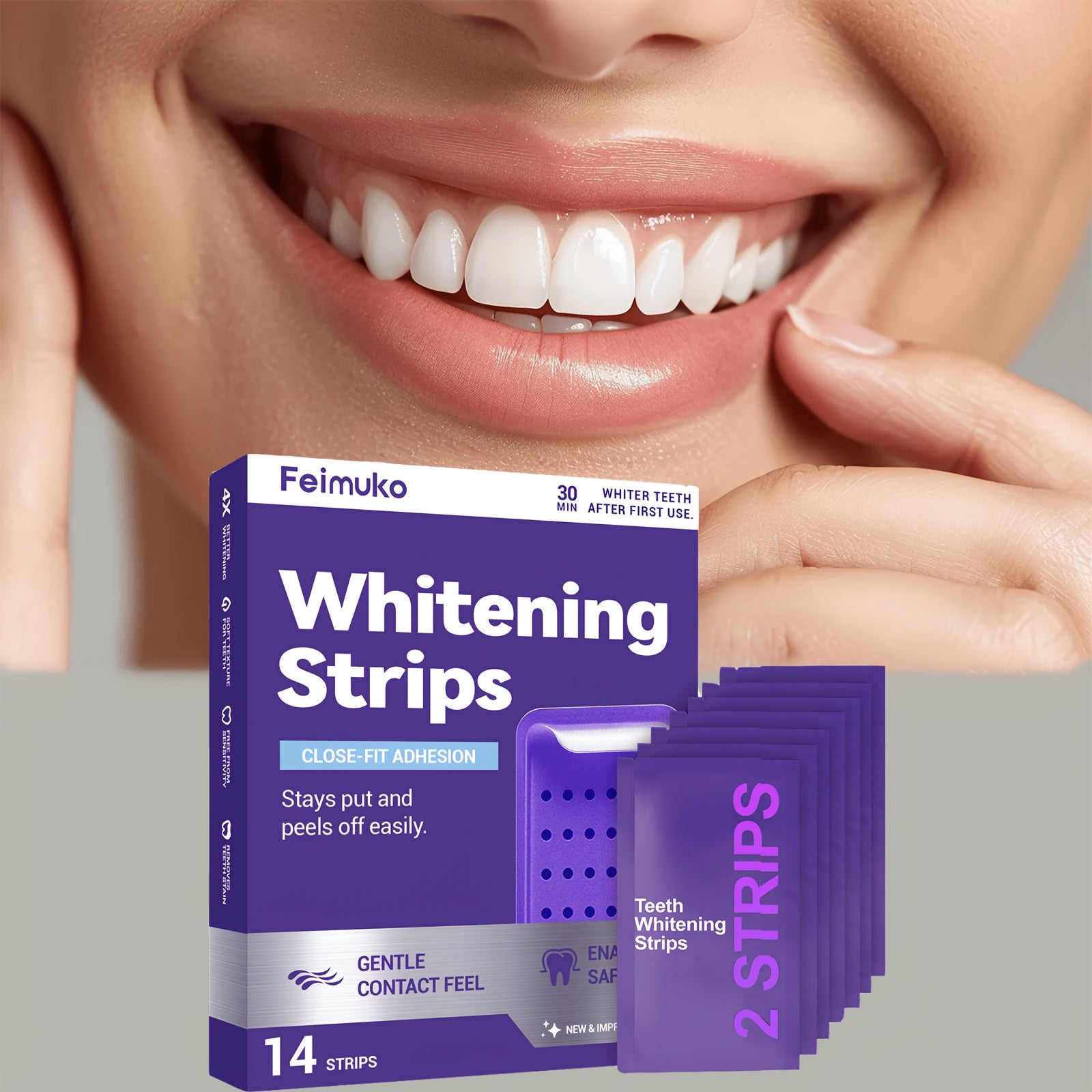 14pcs Purple Shine Care Teeth Strips, Daily Portable for Home Use, Oral Care, Easy to Apply, Refreshing, Convenient to Carry