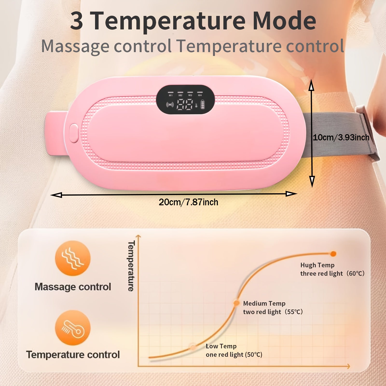 Cordless Heating Pad with 3 Heat Levels And 4 Massage Modes, Portable Heating Pad, 3s Fast Heating Gift for Women And Girl Gift, Present, Relax At Home Office And Car