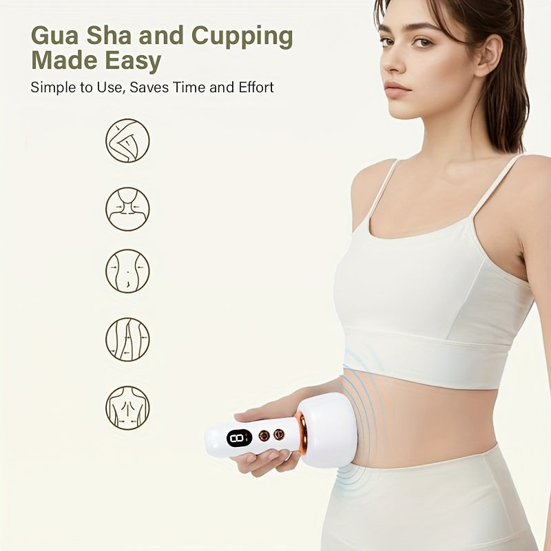 Rechargeable Massager with Smart Vacuum Cup & Scraping Nodes - Portable - Deep Tissue Massager for Neck/Shoulder/Back, 1200mAh Battery- for Home/Travel Use (for S)