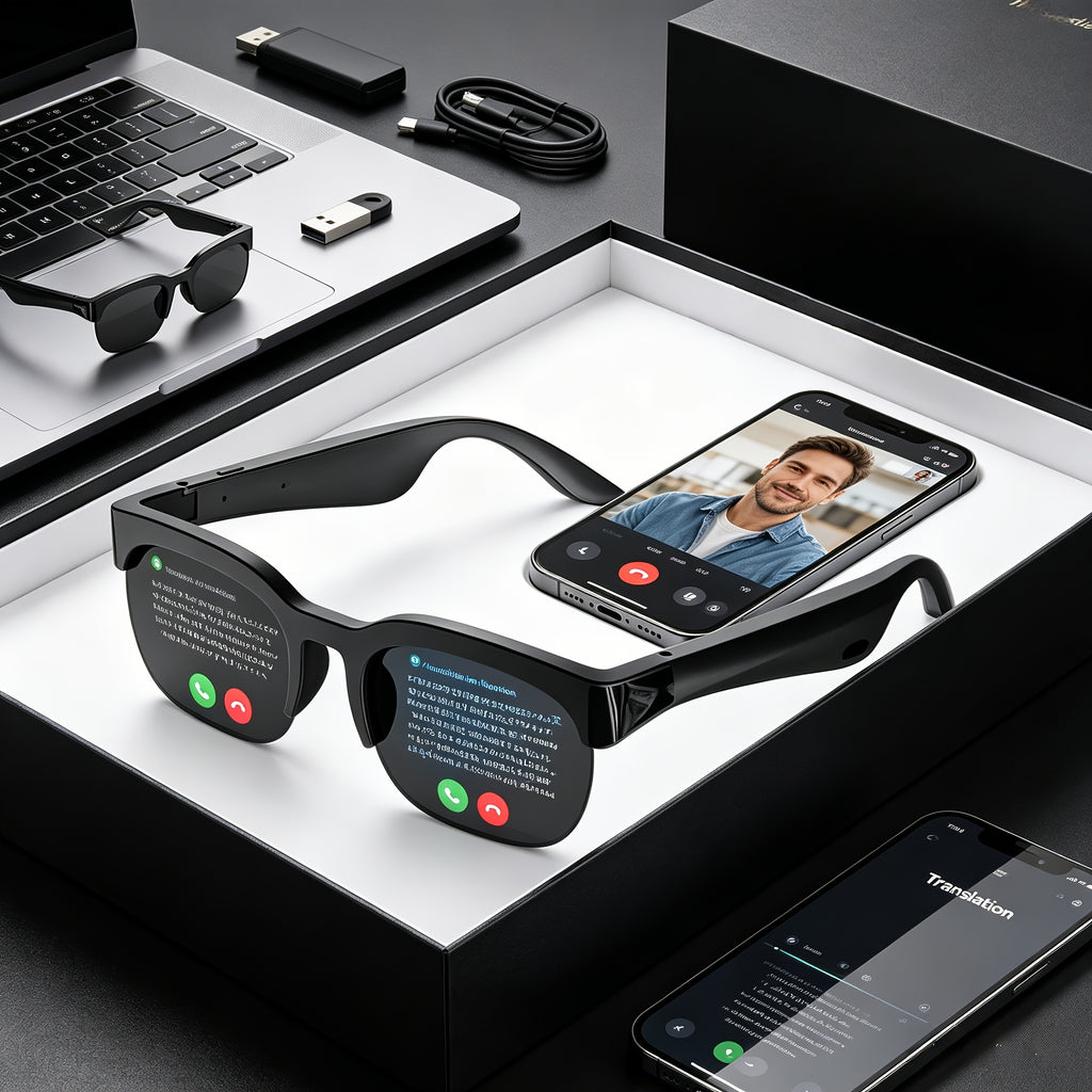 2026 New AI Smart Glasses, Multifunctional Cutting-Edge Technology for Meeting Real-Time Translation, Recognizes 160 Languages, Supports Real-Time Translation And Meeting Minutes Summarization, Suitable for Various Occasions