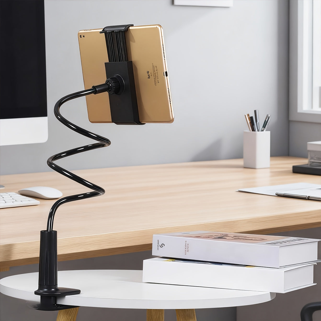 1pc - Stable and Wobble-free + Universal Phone and Tablet Holder + Free Angle Adjustment, 360° Universal Flexible Hose Stand. Easy to Use with a Practical Style, Universal Clip Design, Flexible Hose Material, Solid Color, 27.56 Inches in Length
