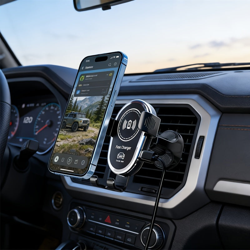 Wireless Car Charger, Auto Clamping Phone Mount Holder, 15W Fast Charging, Compatible with iPhone 17/16/15/14/13/12/8 Series, Google Pixel 8A/8/8 Pro/Pixel 9 Pro Xl/Pixel 9 Pro