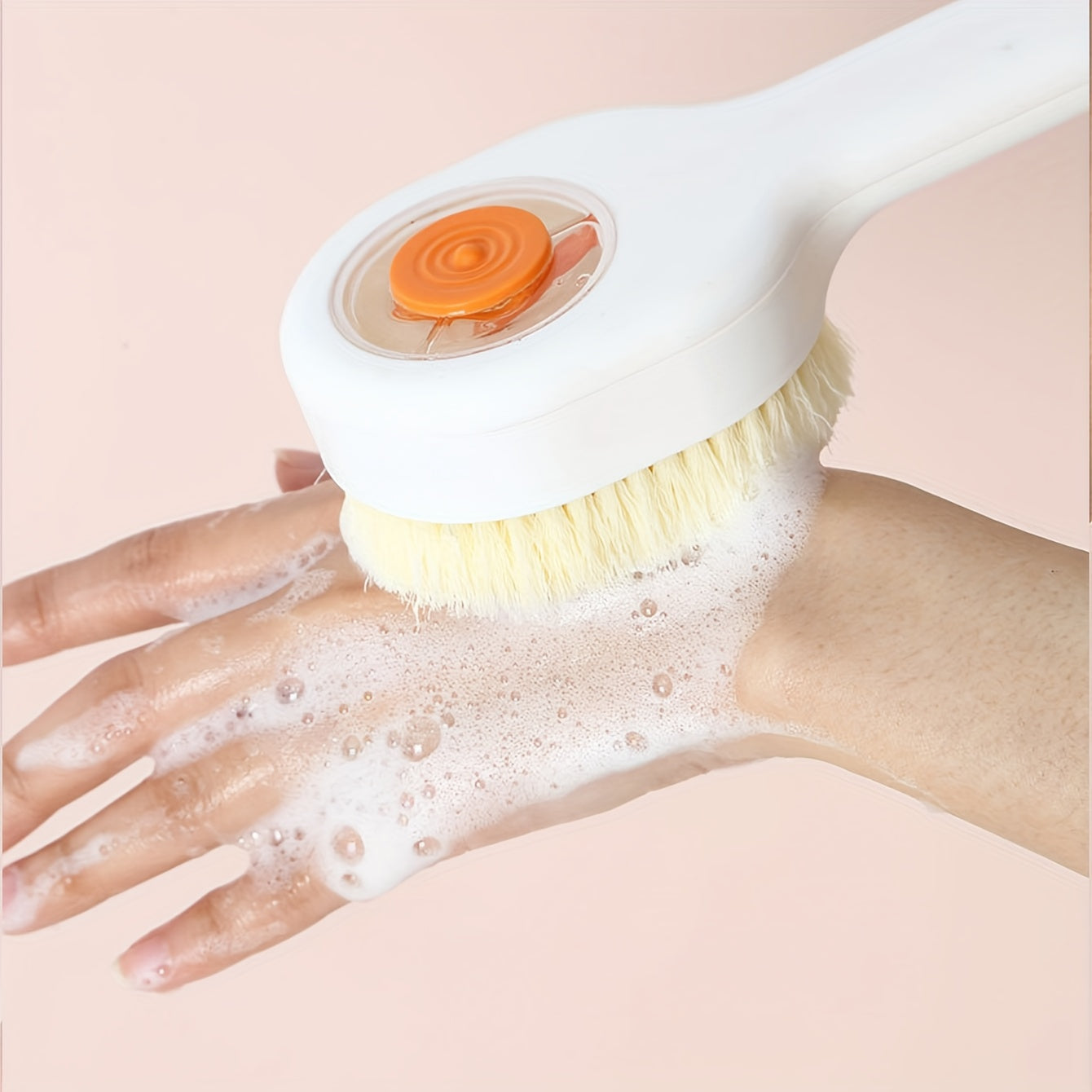 1pc Liquid Filled Soft Hair Bath Brush, Available in Three Colors, with a Back Rubbing Tool and a Long Handle for Showering.-c