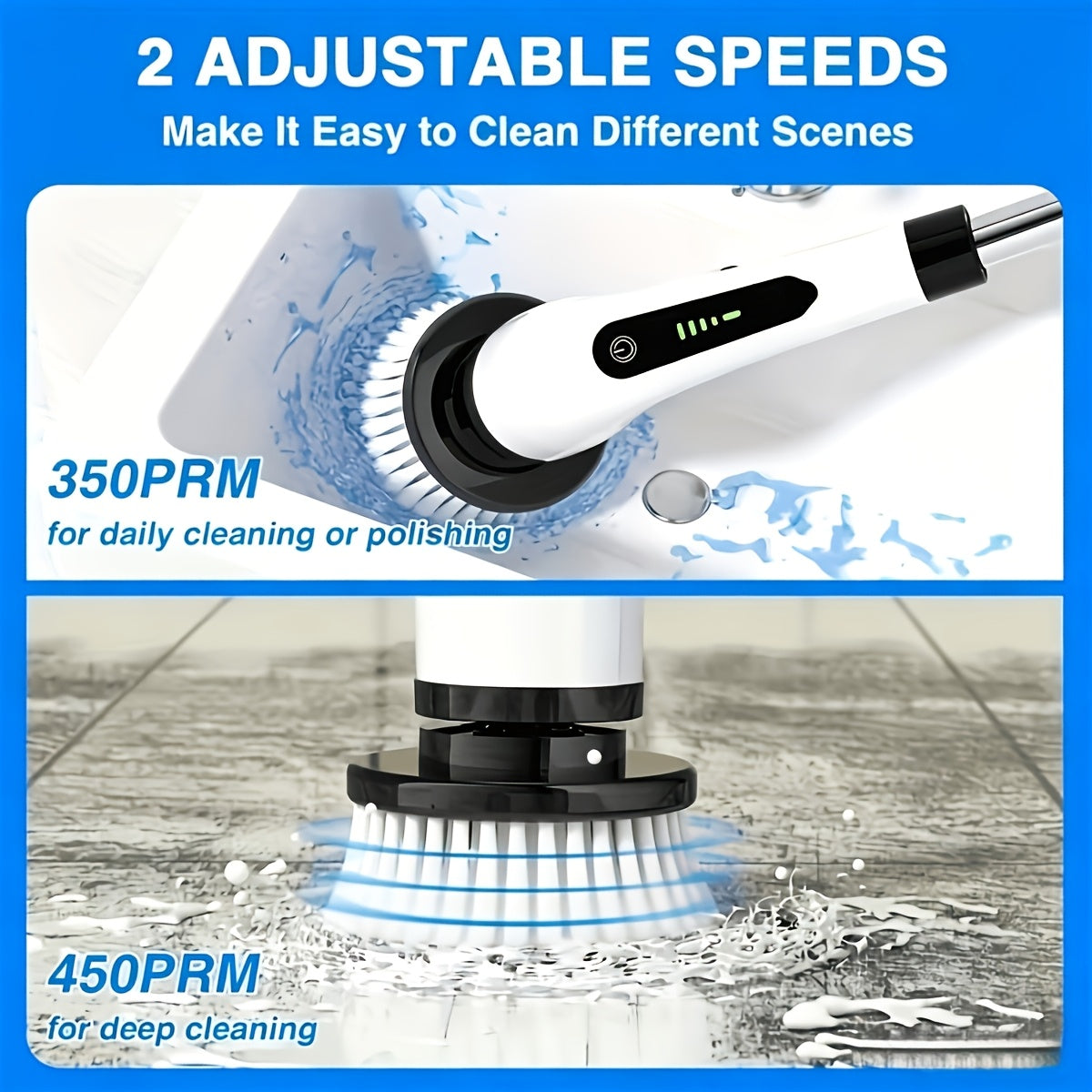 2025 New Electric Spin Scrubber, Powerful Brush For Bathroom, Bathtub, Shower, Floors, And Cars, USB Rechargeable, Dual-Speed Detachable Telescopic Handle, Comes With 8 Replaceable Brush Heads And 1 Gap Brush, Perfect Gift For Halloween And Christma