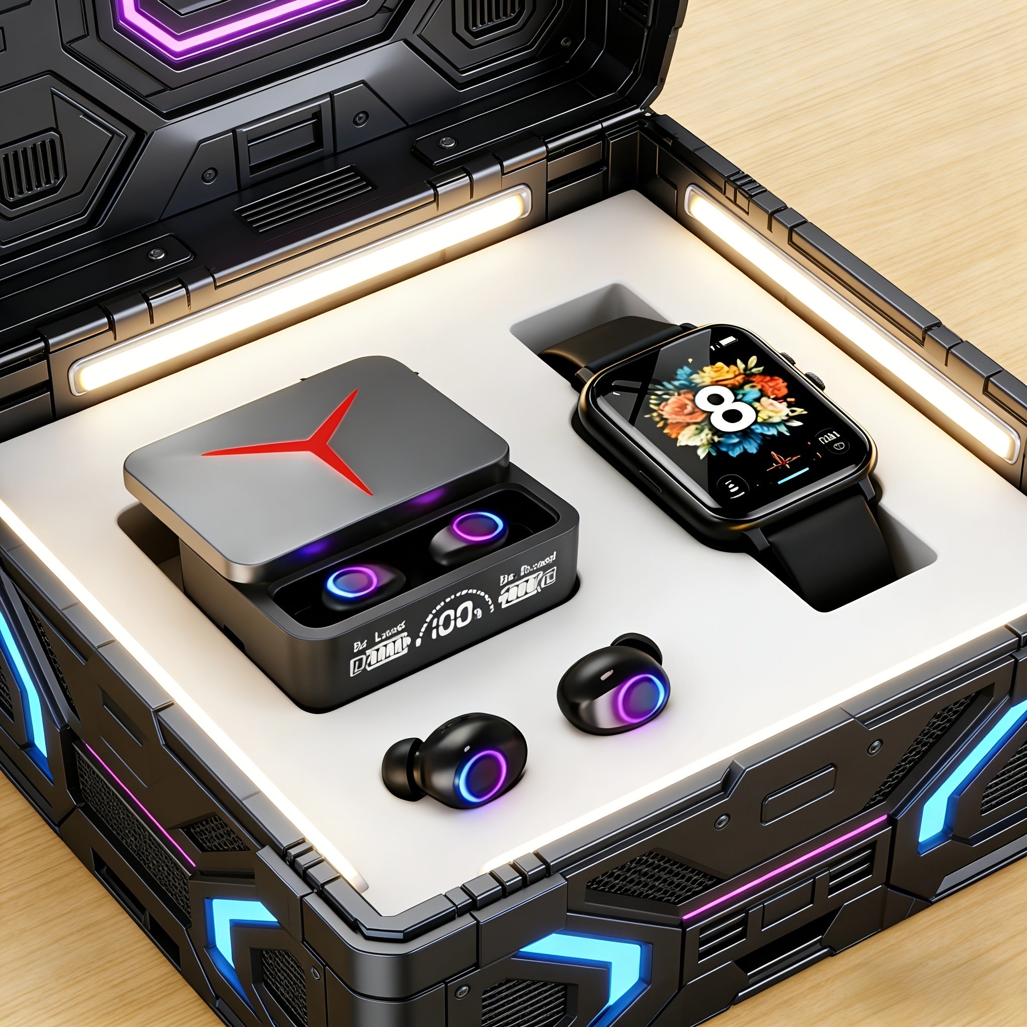 2026 Latest Smartwatch & Earbuds Set + Black Wireless Bluetooth Earbuds | Accurate Watch Positioning, Wireless Communication, Call Function, Message Notifications, Measurement, Health & Sleep Monitoring, Multiple Sports Modes, Fitness Tracking