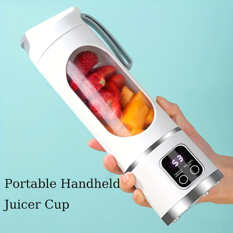 Portable Juicer with LED Display - USB Rechargeable Handheld Juice Blender, Valentine's Day Gifts, Li-Ion Battery-Powered Home Juicer, for Smoothie and Juice Blender with Ice Crush, Back-to-School Gifts