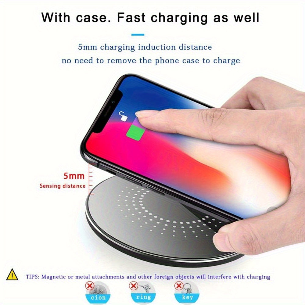 2025 Upgraded Wireless Charger 15W Max Fast Wireless Charging Pad Compatible for iPhone 17/17 Air/17 Pro/17 Pro Max/16/ 16 Plus/ 16 Pro Max/ 15/ 14/ 13/ SE/ 12 Series, S24/ S23/ Series, Black