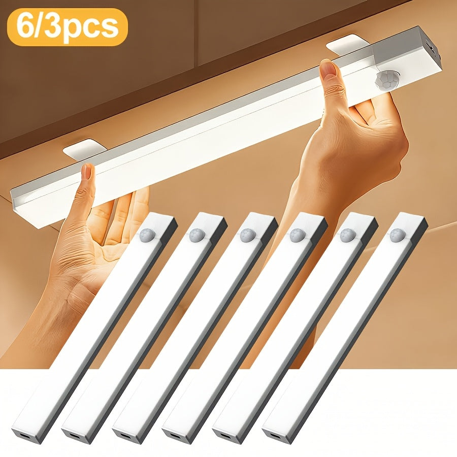6/3pcs LED Motion Sensor-Dimmable Cabinet Lights, USB Rechargeable, 3 Adjustable Modes, Wireless Night Light for Bedroom, Staircase, Kitchen, Intelligent Offices Piano Room & Dance Studio, Bedside Reading Lights, Lights for Cabinets, Kitchen Lighting