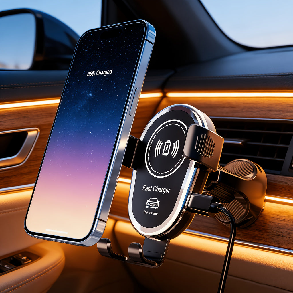 Wireless Car Charger, Auto Clamping Phone Mount Holder, 15W Fast Charging, Compatible with iPhone 17/16/15/14/13/12/8 Series, Google Pixel 8A/8/8 Pro/Pixel 9 Pro Xl/Pixel 9 Pro