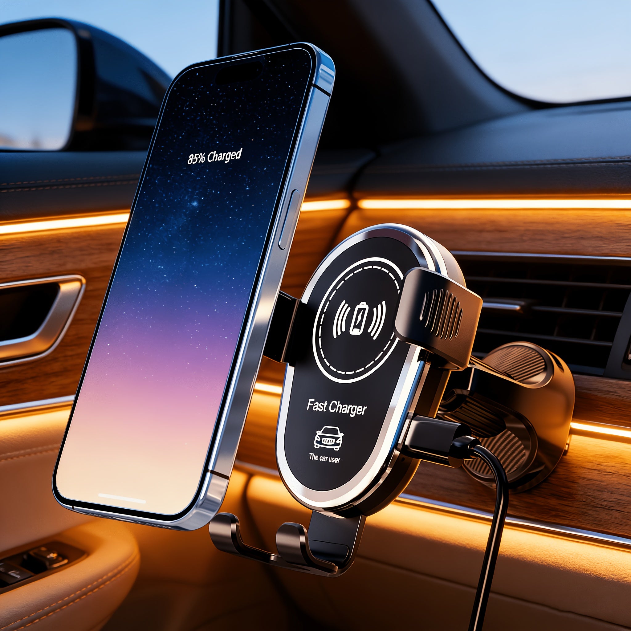 Wireless Car Charger, Auto Clamping Phone Mount Holder, 15W Fast Charging, Compatible with iPhone 17/16/15/14/13/12/8 Series, Google Pixel 8A/8/8 Pro/Pixel 9 Pro Xl/Pixel 9 Pro